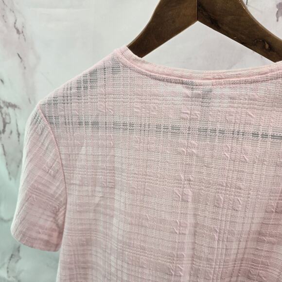 & Other Stories Shirt Womens 4 6 Small Light Pink Plaid Short Sleeve Sheer - Picture 6 of 11